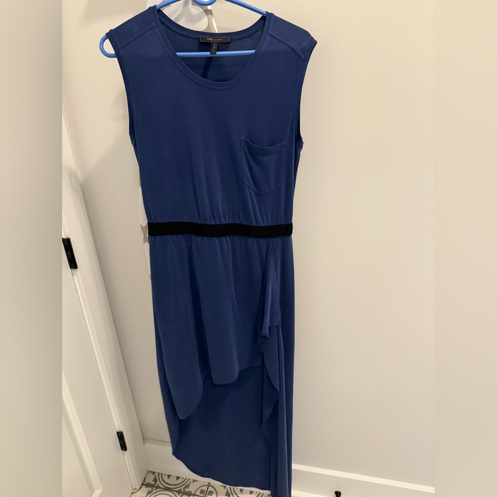 BCBGMaxAzria Blue Asymmetrical Sheath Dress